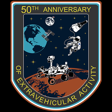 Extravehicular Activity<br/>Emblem design submitted to NASA's competition for their 50th Anniversary of Extravehicular activity